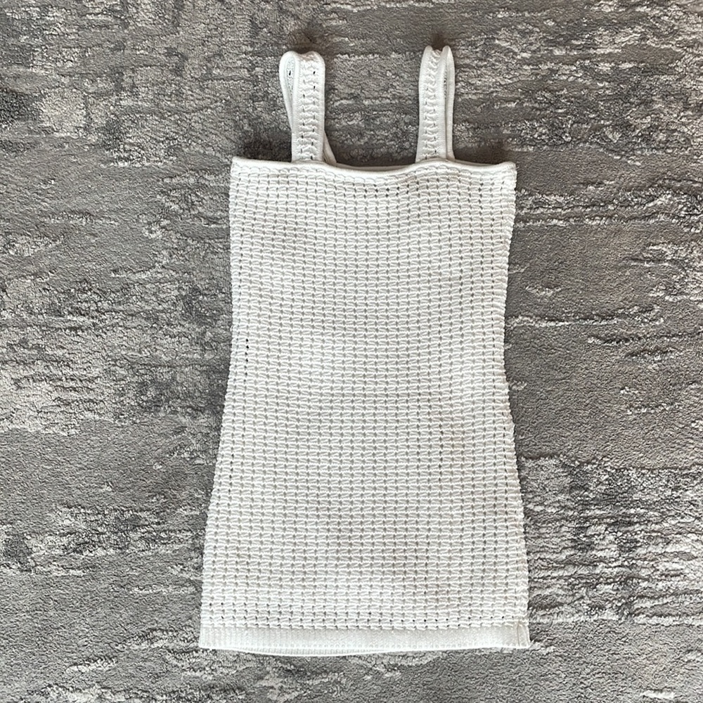 White Knit Crochet Mini Dress Petite XS